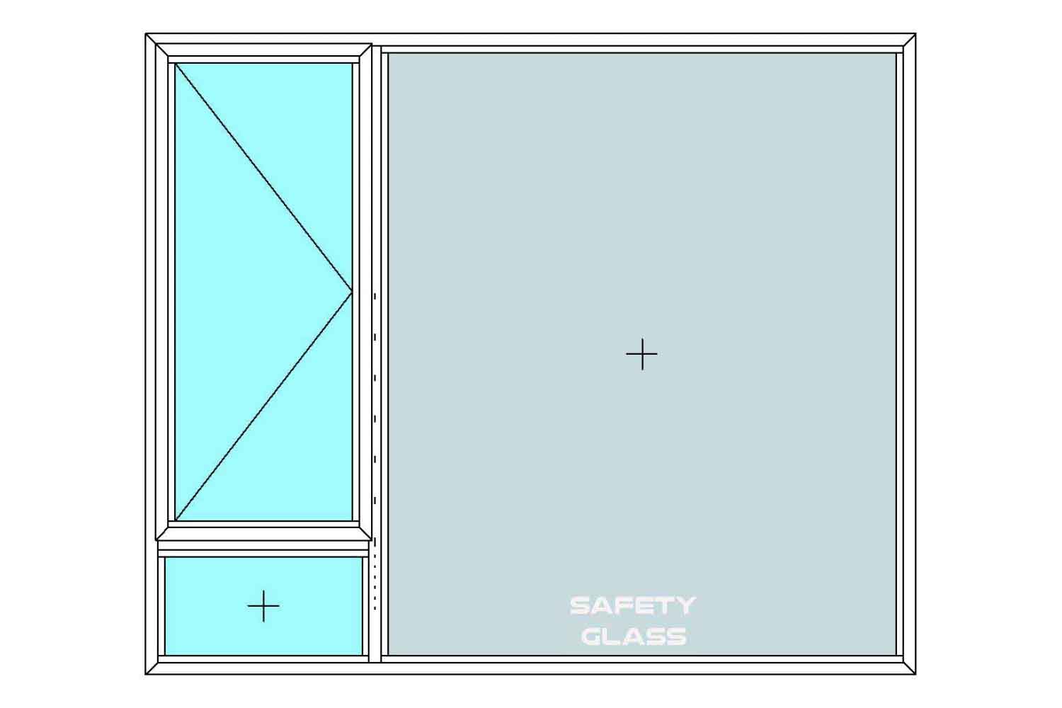 Aluminium Window - Side Hung Window and Two Fixed Fields 1790mm x 1490mm