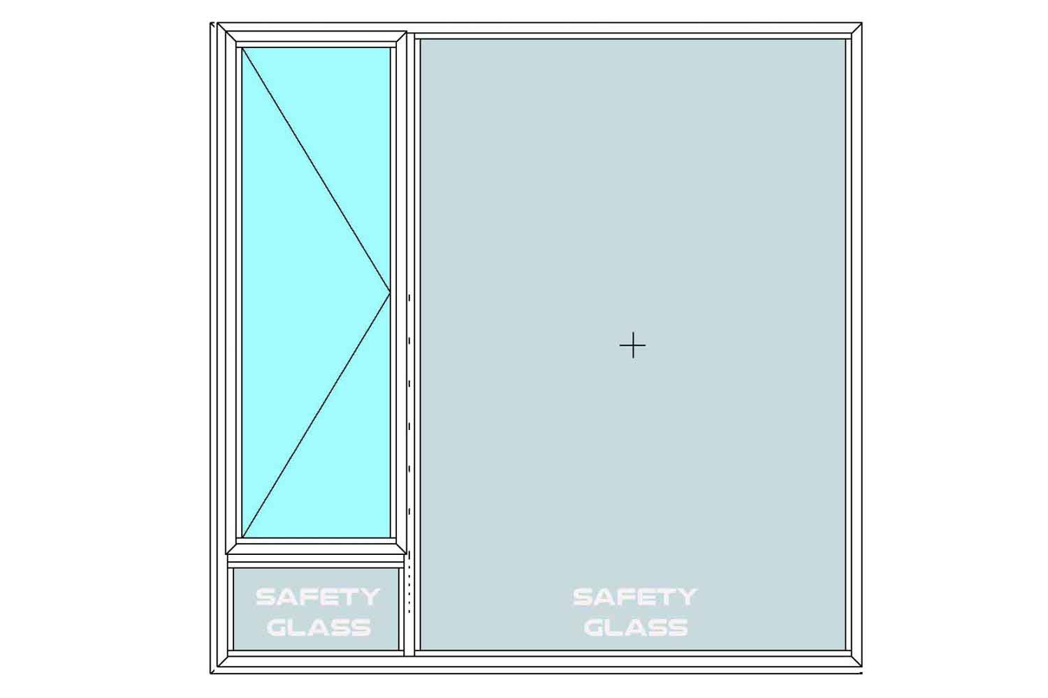Aluminium Window - Side Hung Window and Two Fixed Fields 1790mm x 1790mm | Buy aluminium windows from K Parker Joinery