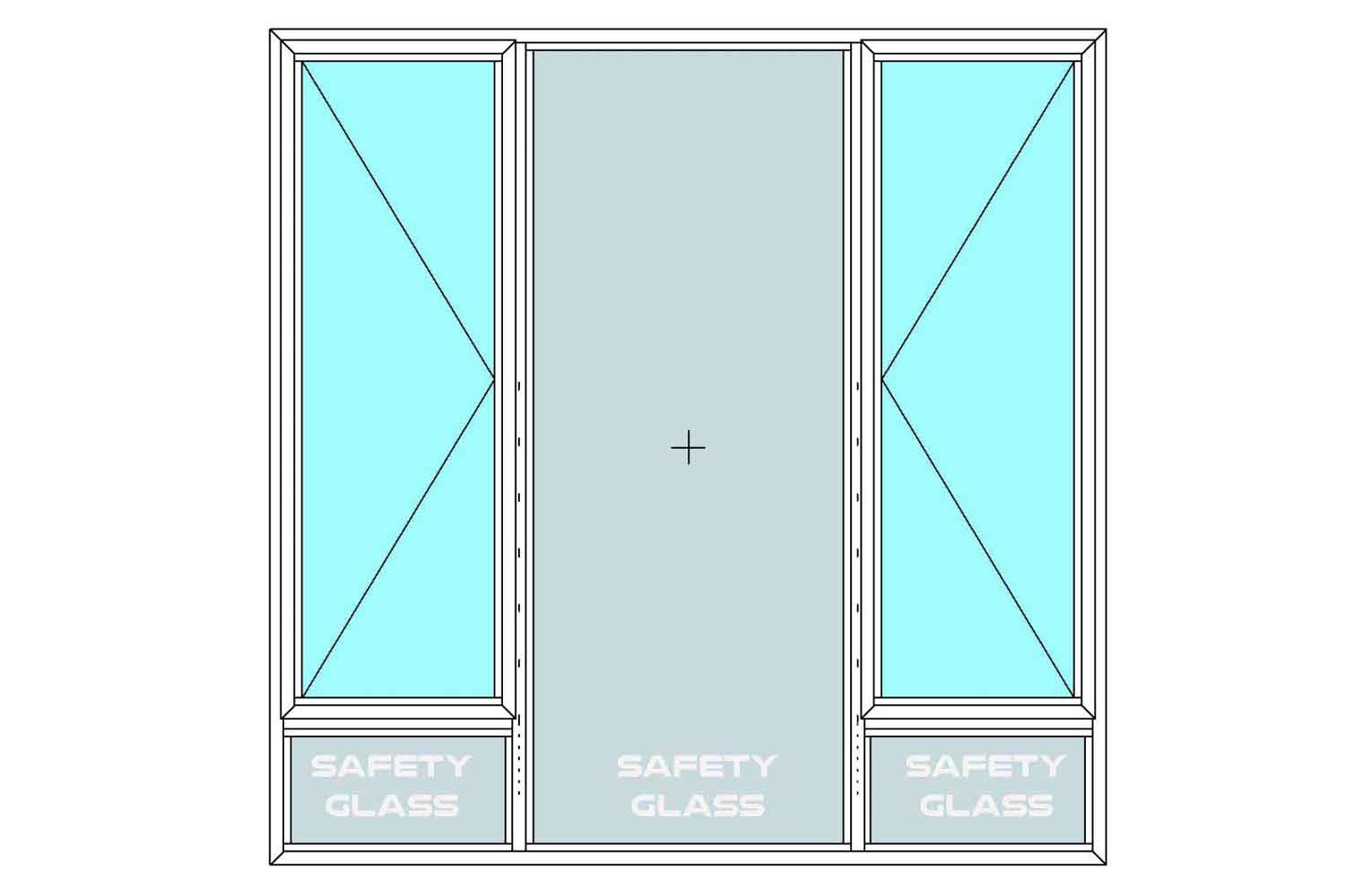 Aluminium Window - Two Side Hung Windows and Three Fixed Fields 1790mm x 1790mm | Buy aluminium windows from K Parker Joinery