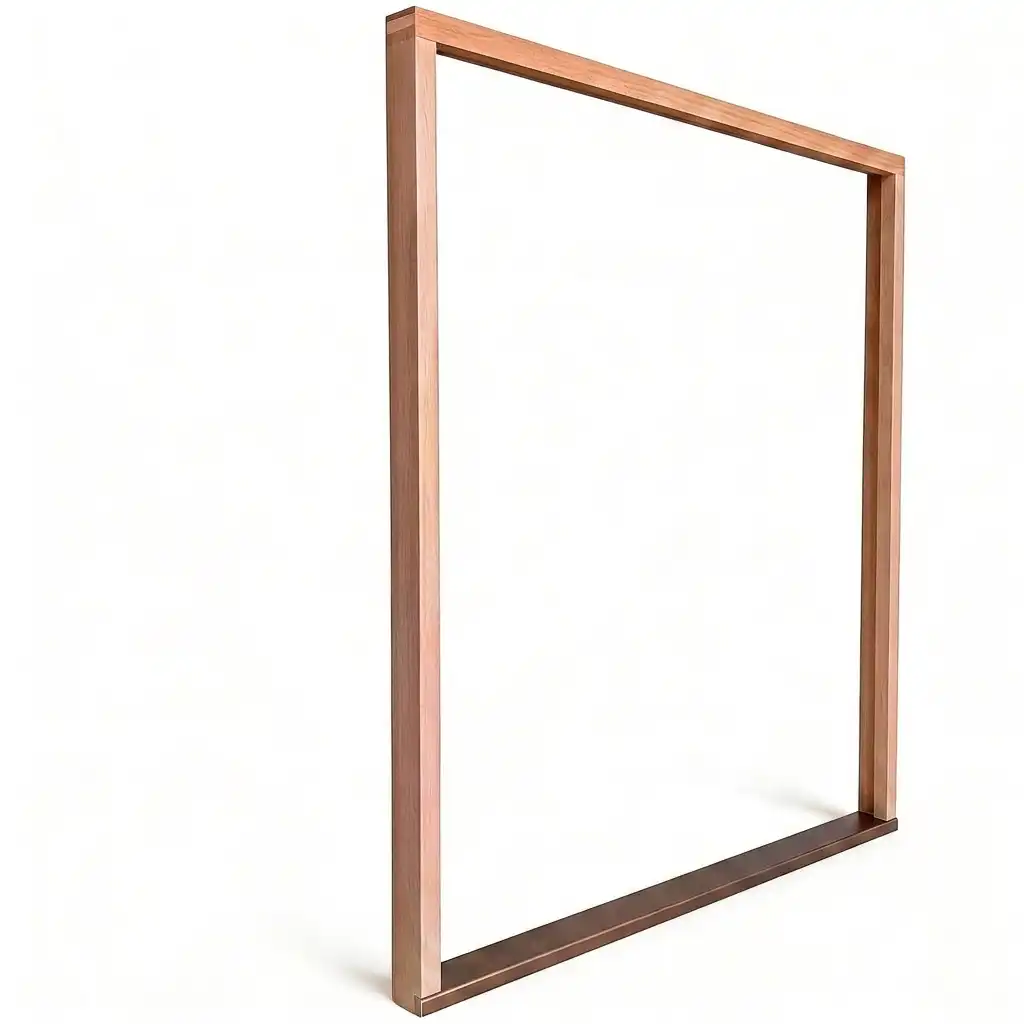 wooden door frame for double door with aluminium sill