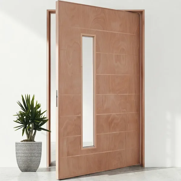 marine ply wooden pivot door with view panel