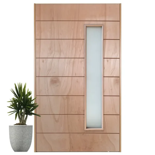 medium groove marine ply wooden door with vertical view panel