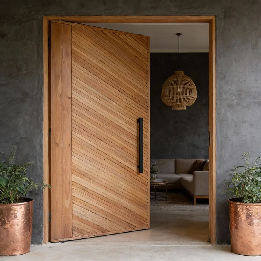 pivot door with diagonal grooves hardwood pivot door with diagonal grooves