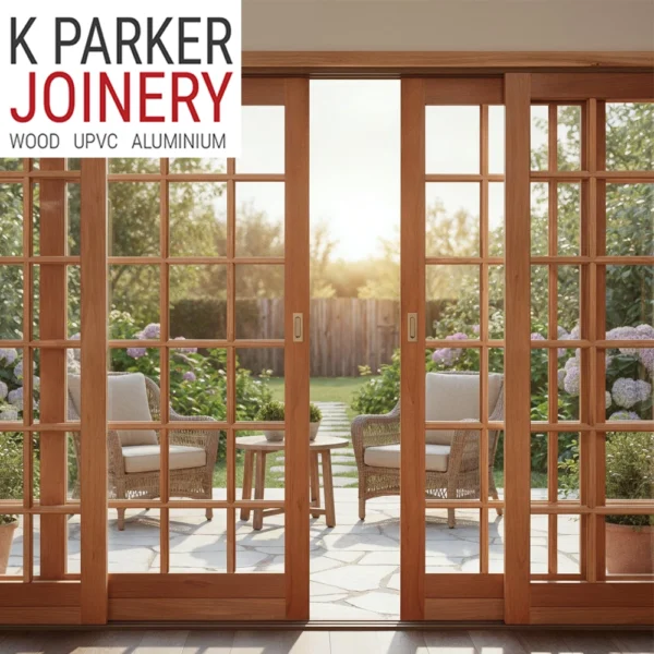 cottage pane wooden sliding door