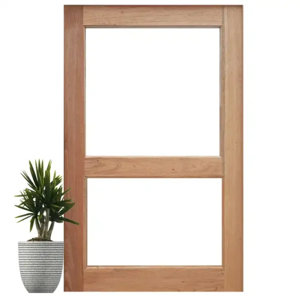 two pane glass wooden pivot door in meranti