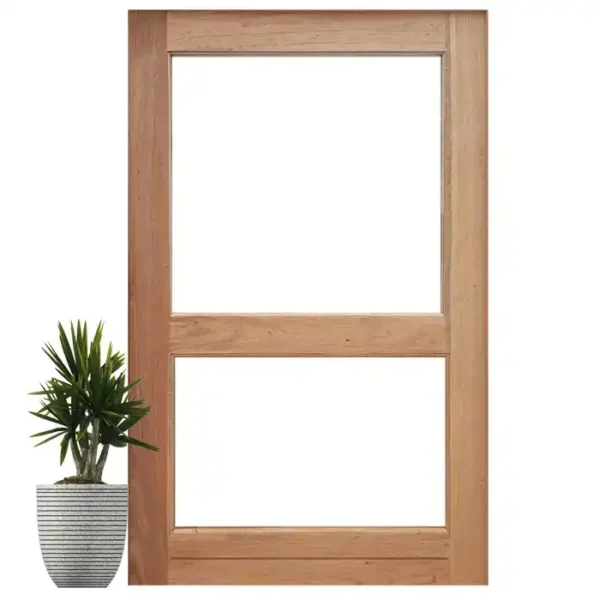 2 pane glass wooden pivot door