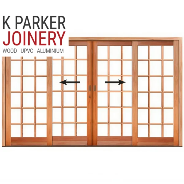 small pane wood sliding door - centre opening