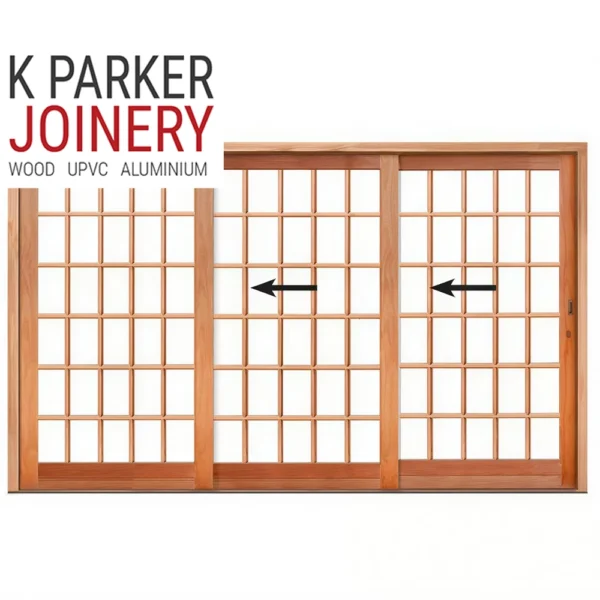 cottage pane wooden sliding door with triple leaf sliders