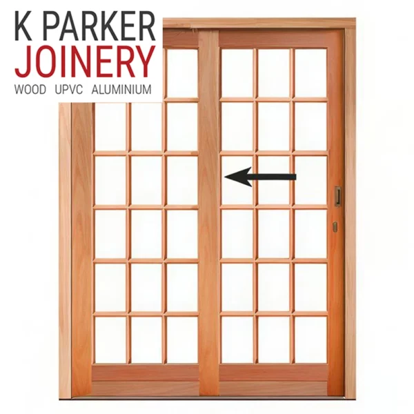 cottage pane wooden sliding door