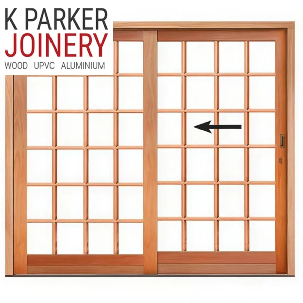 cottage pane wooden sliding door