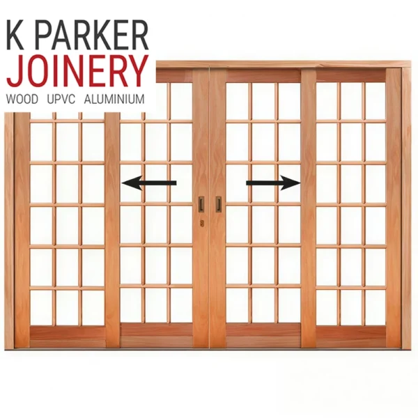 centre opening cottage pane wooden sliding door