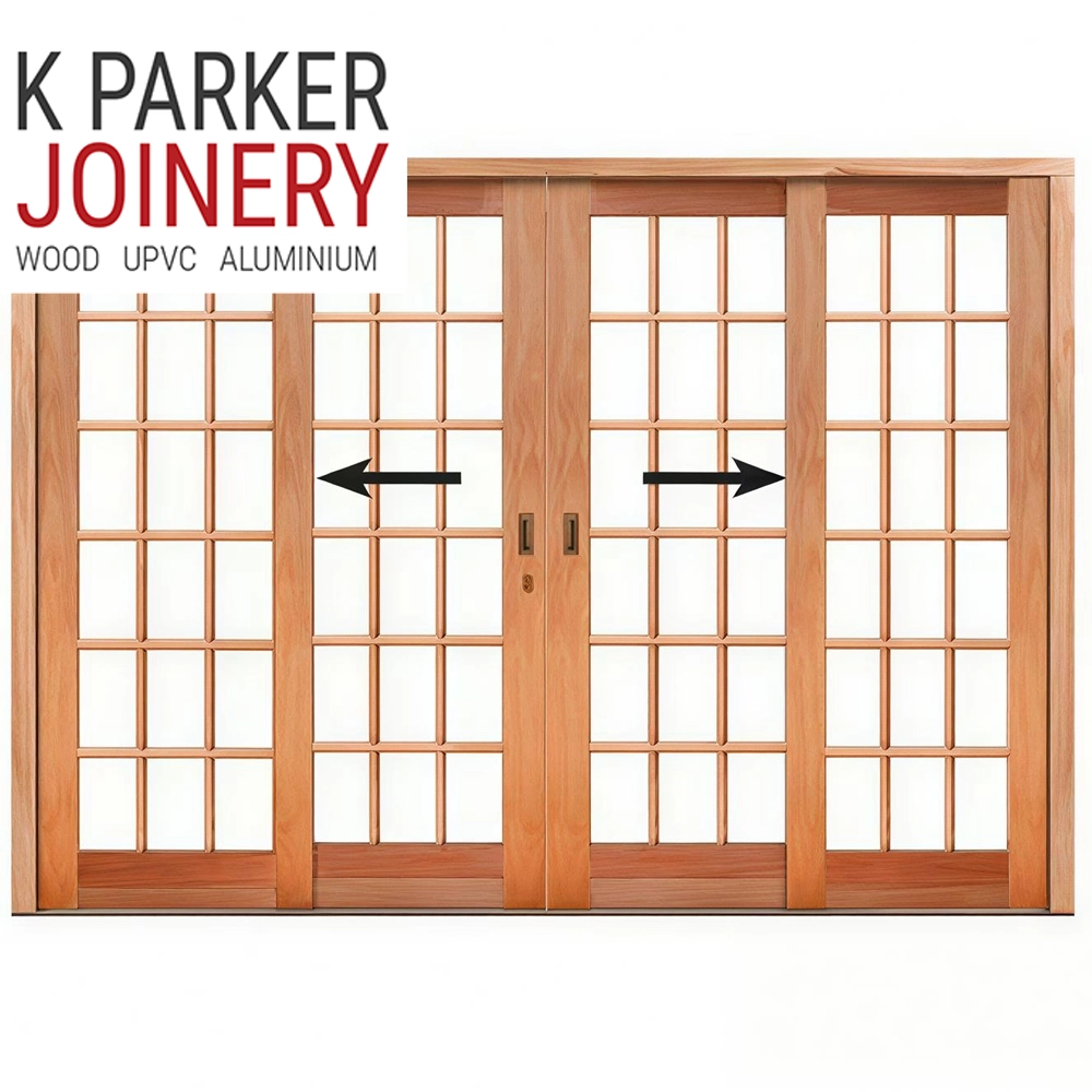 centre opening cottage pane wooden sliding door