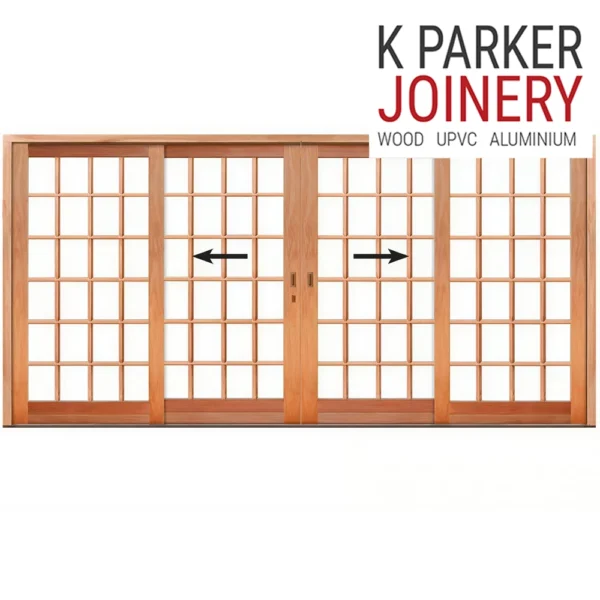 small pane wood sliding door centre opening