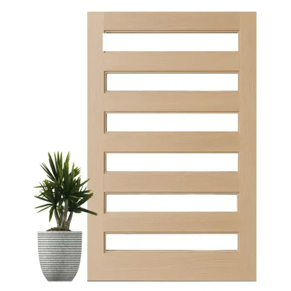 The Daniella wooden pivot door in meranti