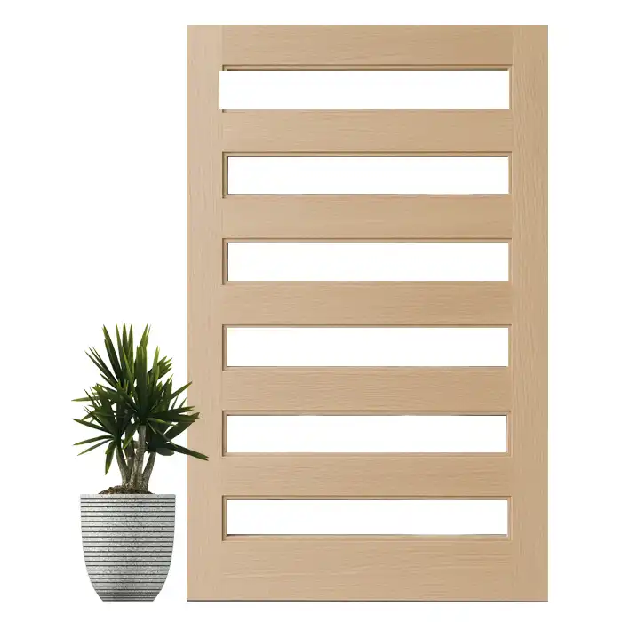 The Daniella wooden pivot door in meranti