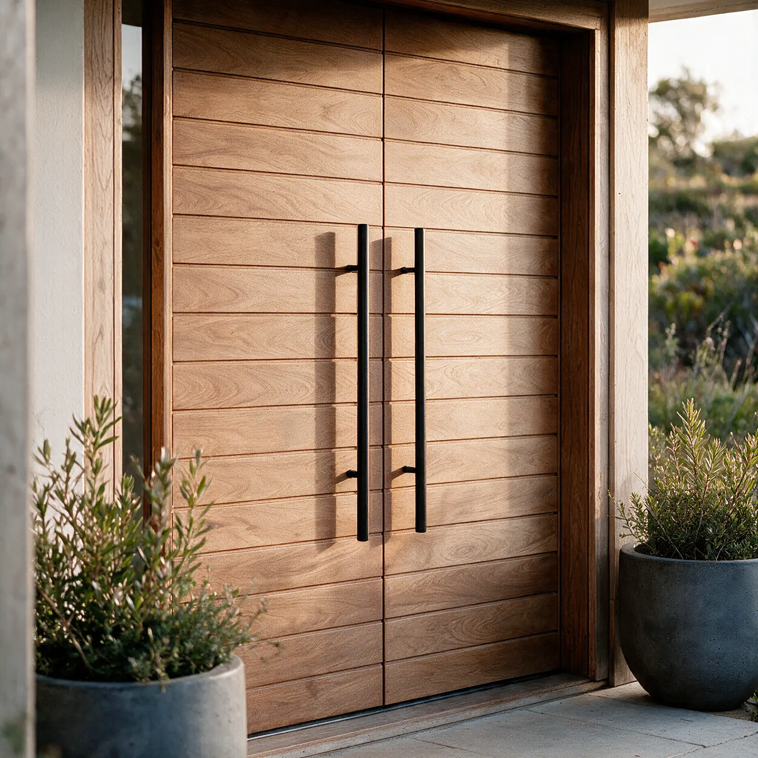 Exterior double door made of marine ply - 15 horizontal grooves
