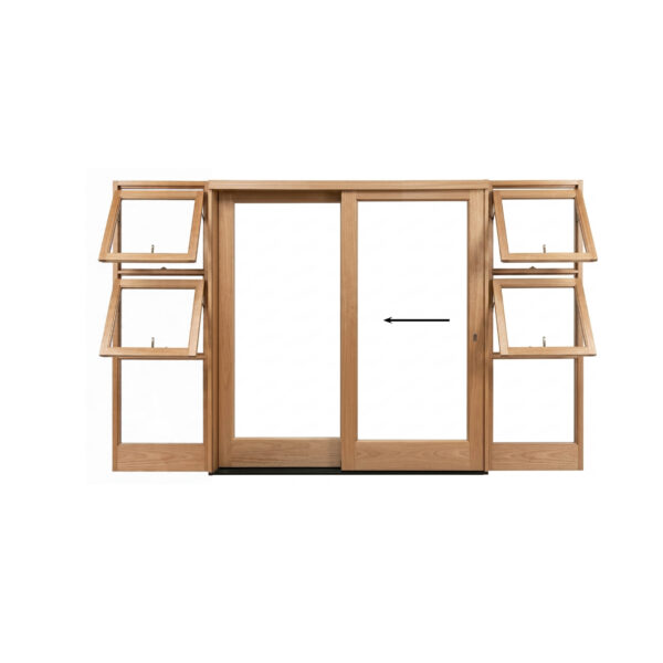 2800 wooden sliding door with side windows