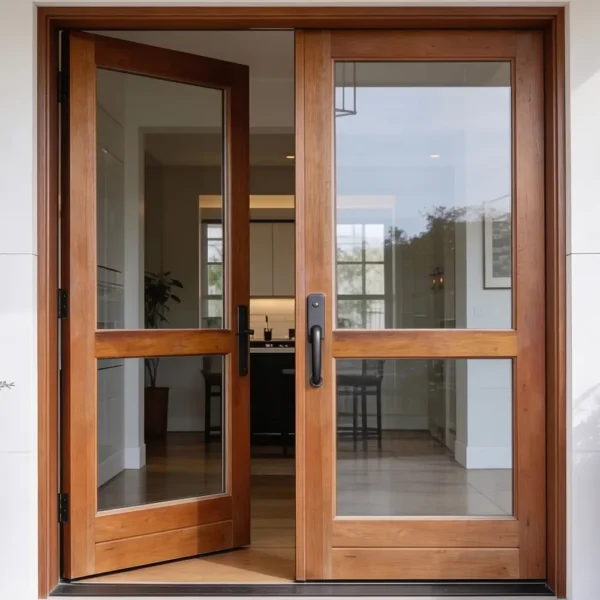 2 Pane Glass Double Wooden Doors