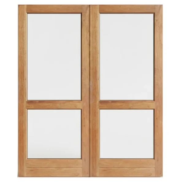 2 Pane Glass Double Wooden Doors
