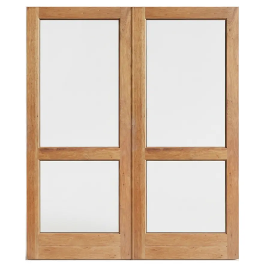 2 Pane Glass Double Wooden Doors