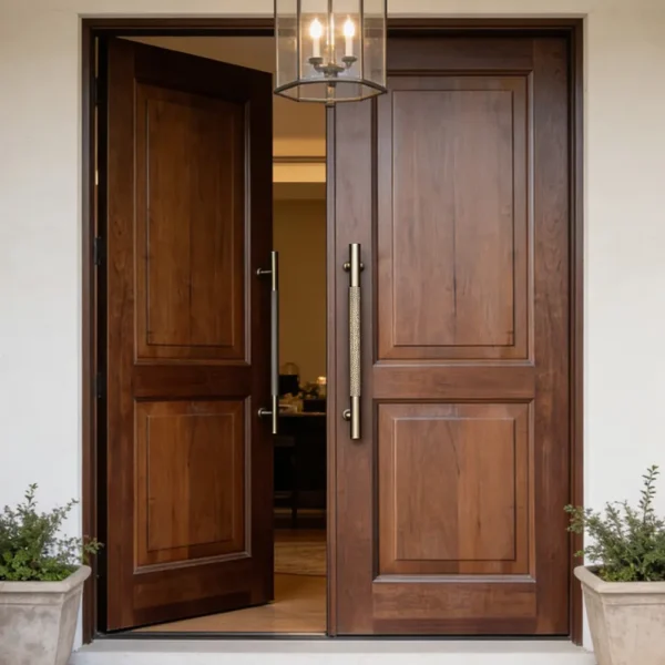 Solid Two Panel Double Wooden Doors
