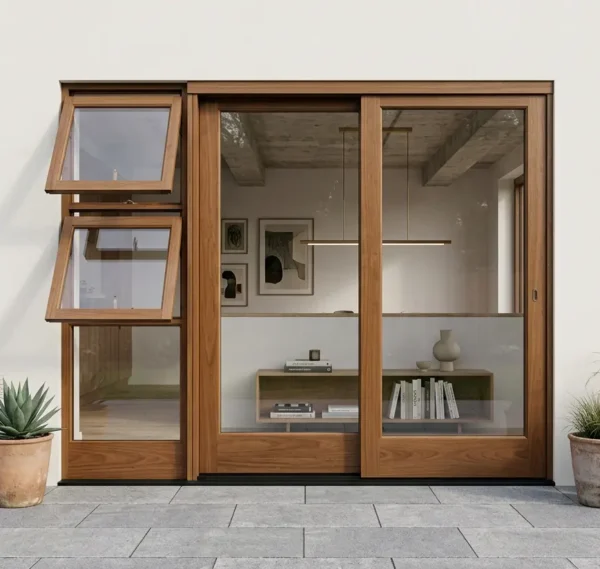 2300 wooden sliding door with windows