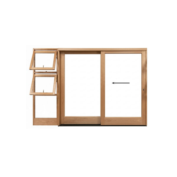 3500 wooden sliding door unit with top hung windows on the side