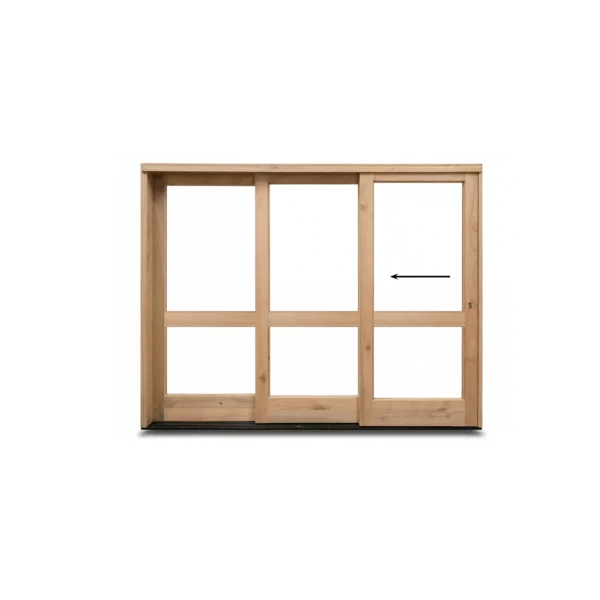 2668 Wooden Sliding Door - Two Pane - Triple Leaf Slider