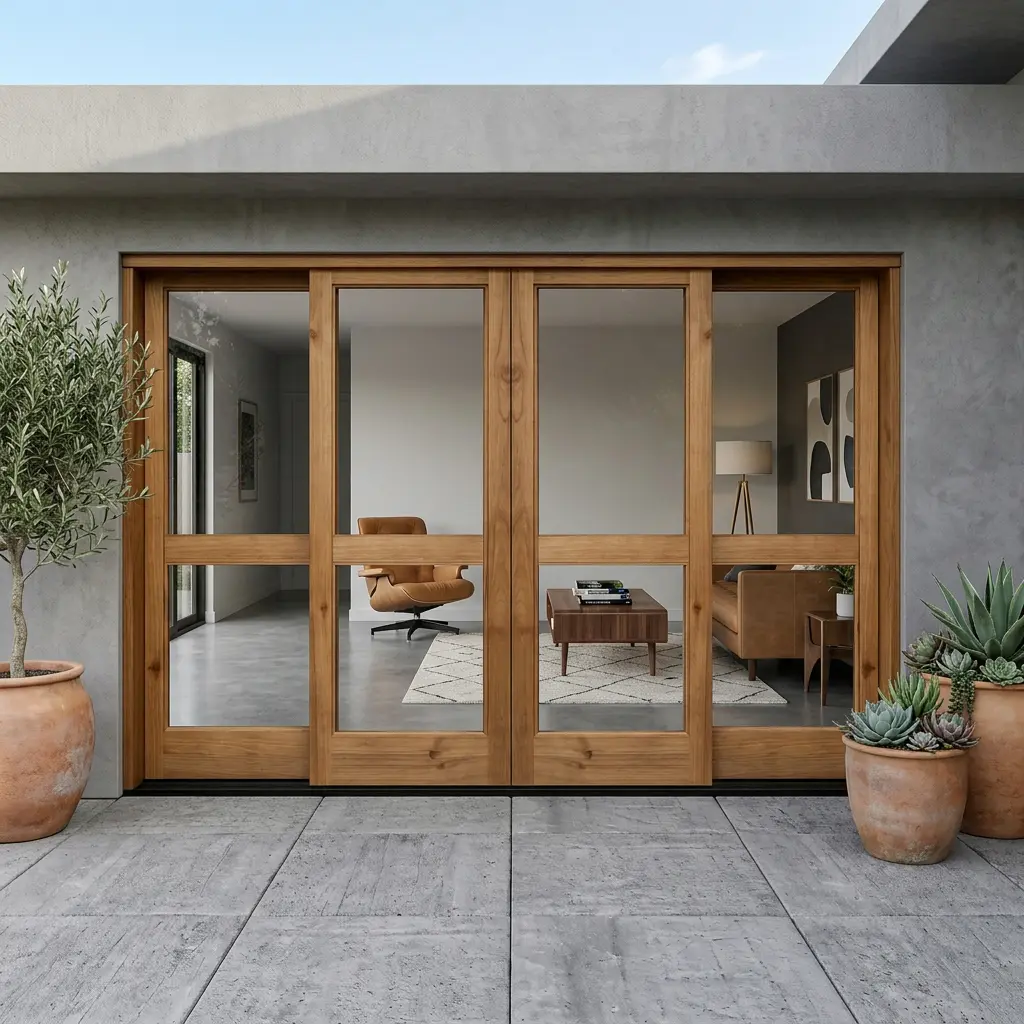 3000 wooden sliding door - centre opening - two pane glass 3000 wooden sliding door - centre opening and two pane glass panels - johannesburg