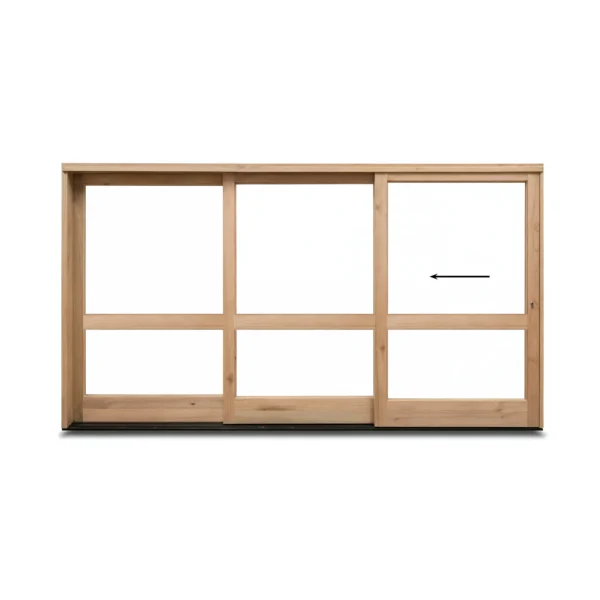 3568 wooden sliding door - triple leaf - two pane glass