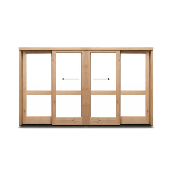3600 wooden sliding door - centre opening - two pane glass