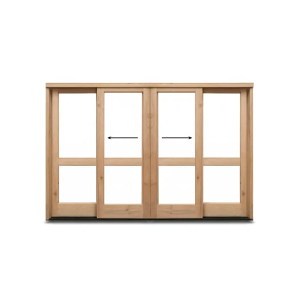 3000 Wooden Sliding Door - Centre Opening - Two Pane Glass