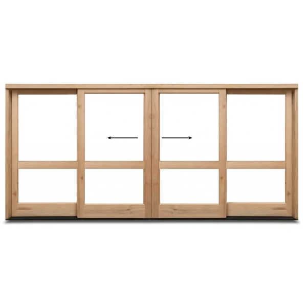 4200 wooden sliding door - centre opening - two pane glass