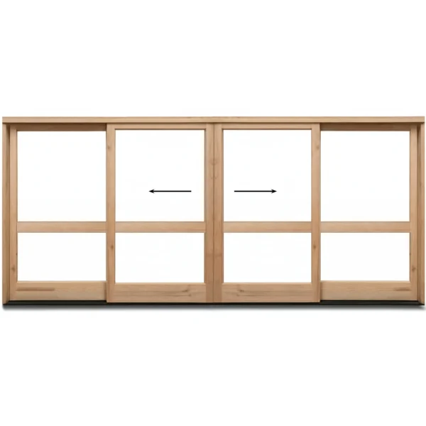 4800 Wooden Sliding Door - Centre Opening - Two Pane Glass