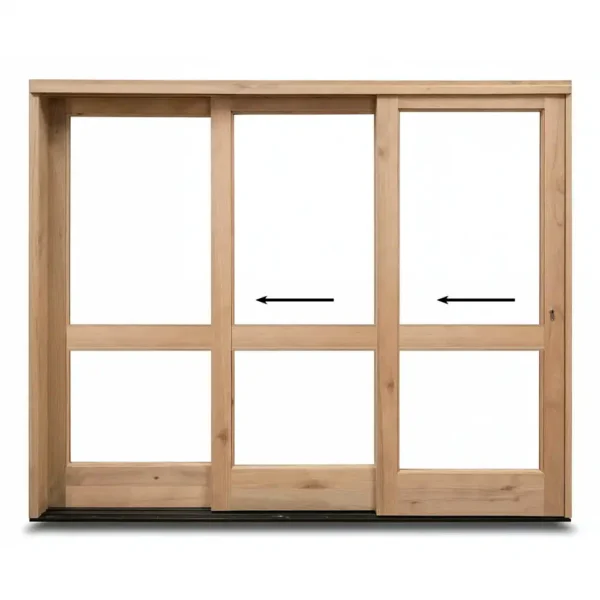 2668mm Wooden Sliding Door – 3 Panel Two Pane left
