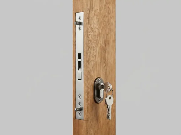 anti lift lock on a wooden door manufactured from K Parker Joinery
