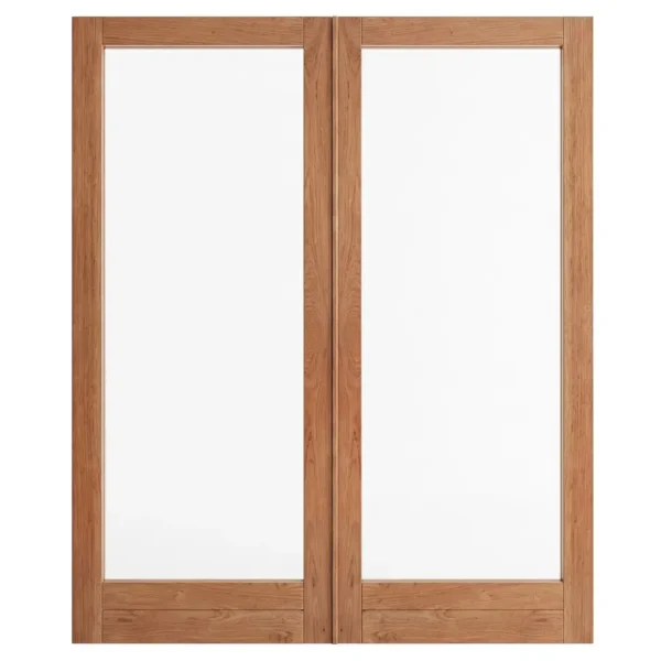 Full Pane Glass Double Wooden Doors