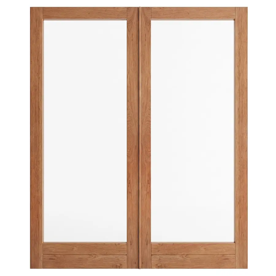 Full Pane Glass Double Wooden Doors