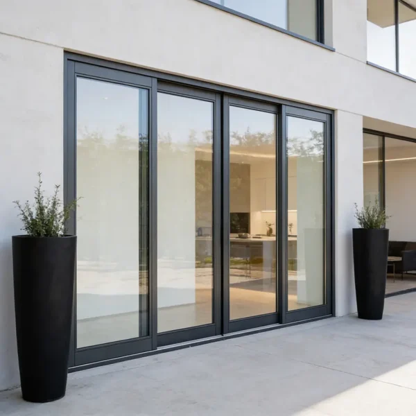 3000 centre opening sliding door in aluminium