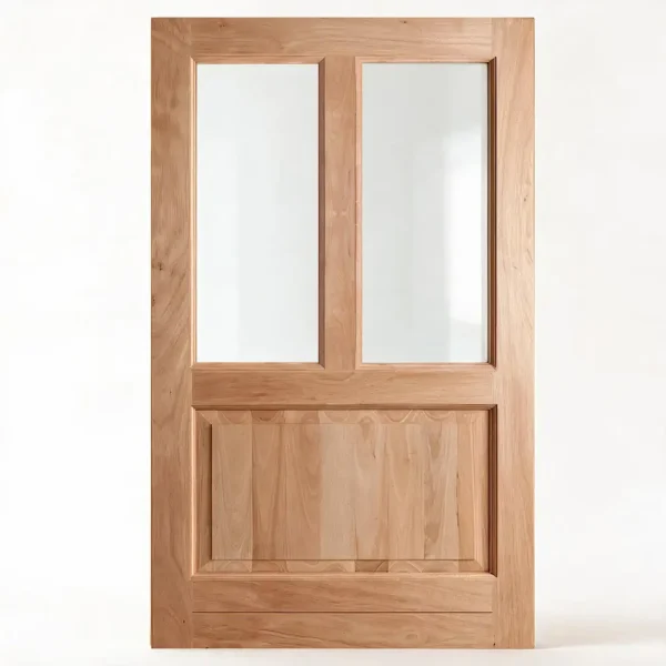 2 pane top with solid bottom panel wooden pivot door
