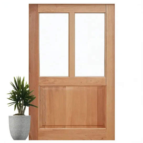 2 pane top with solid bottom panel wooden pivot door