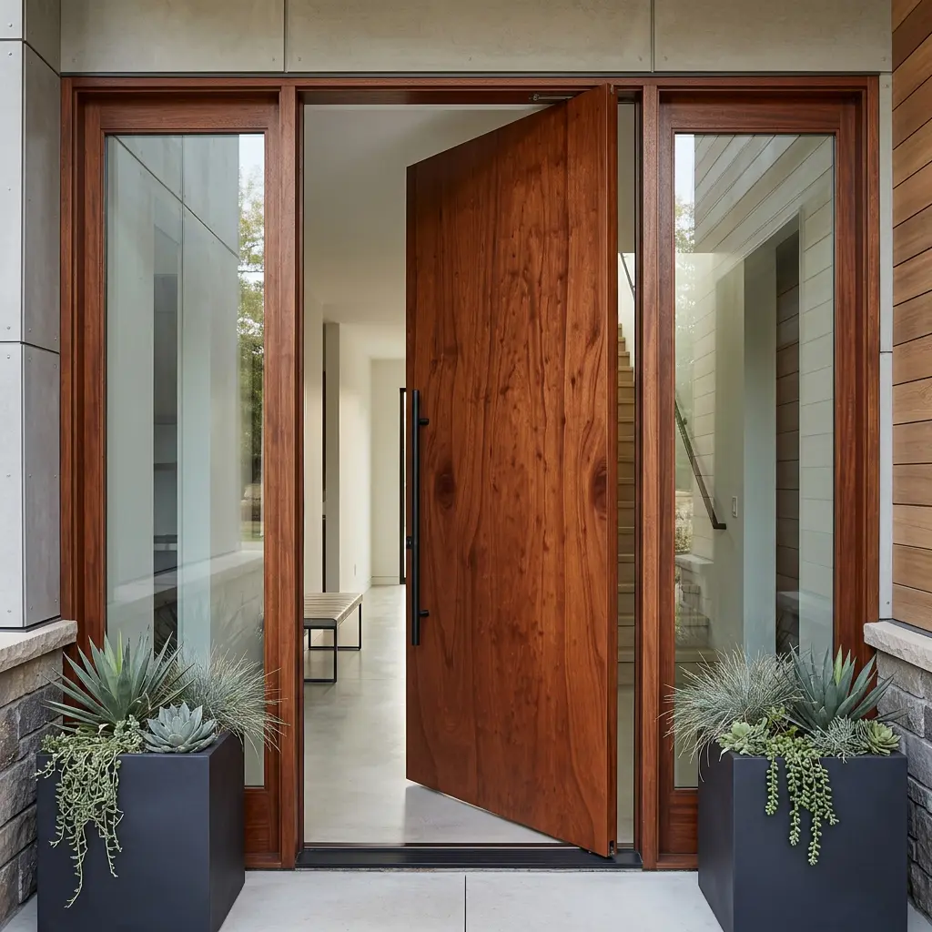 No Grooves Marine Ply Wooden Pivot Door – 1200mm