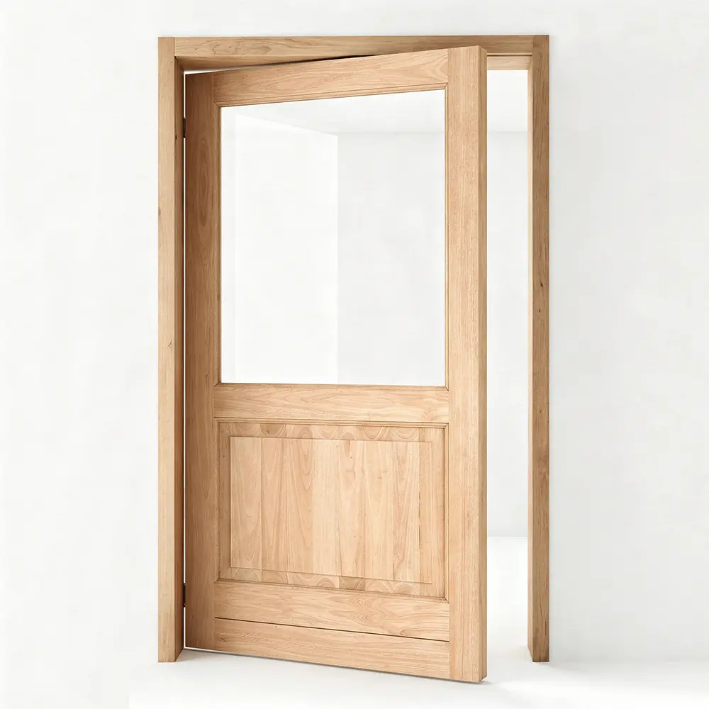 half glass wooden pivot door