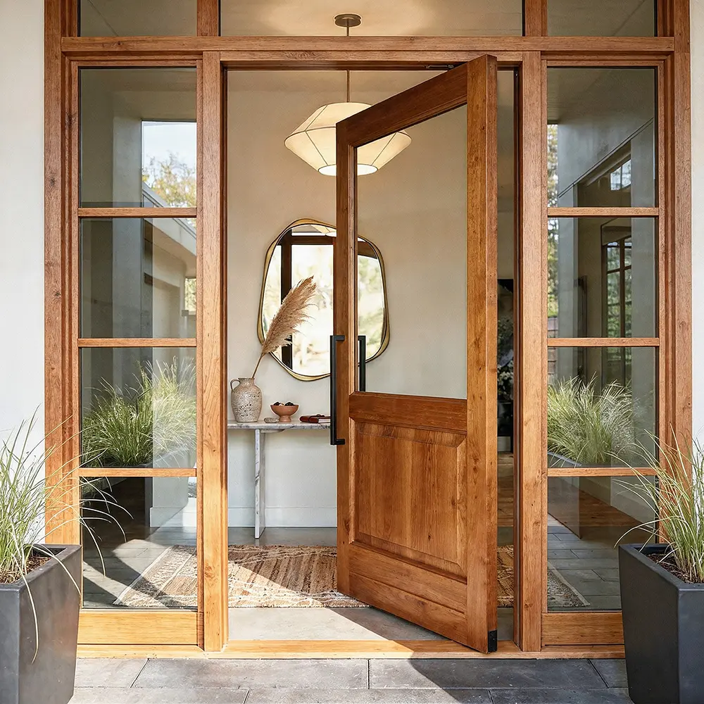 half glass timber door