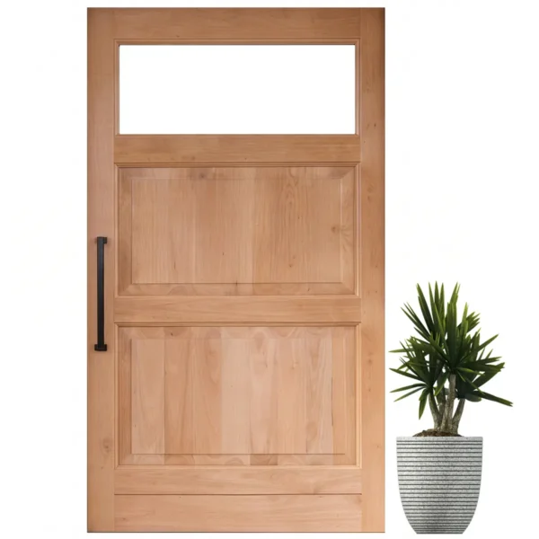 One Pane Glass with 2 Bottom Panels Pivot Door – Engineered Meranti