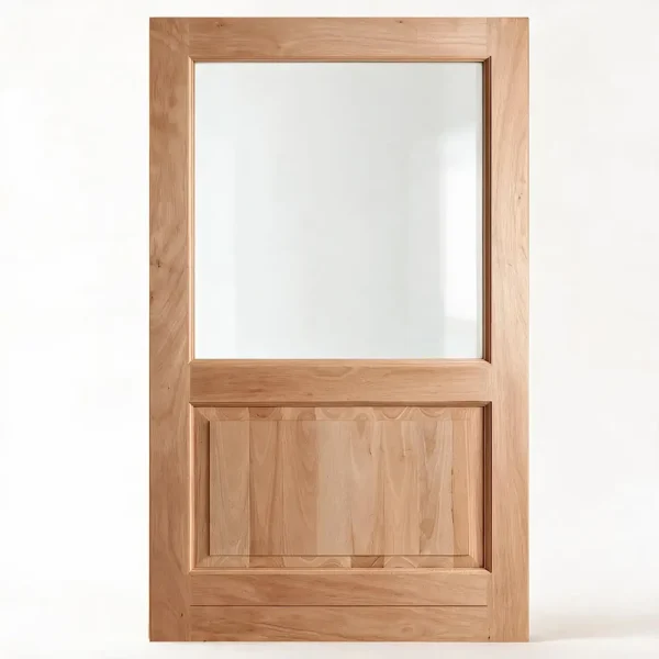 top panel glass bottom panel wood pivot door