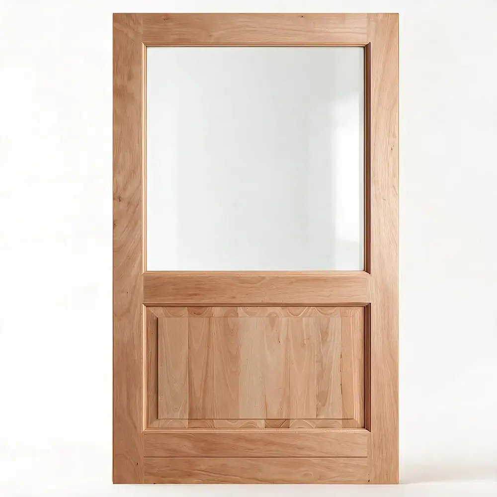 top panel glass bottom panel wood pivot door
