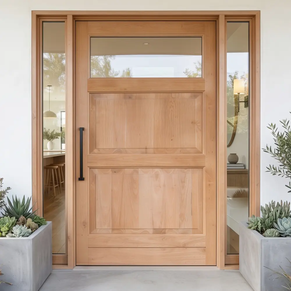 One Pane Glass with 2 Bottom Panels Pivot Door – Engineered Meranti