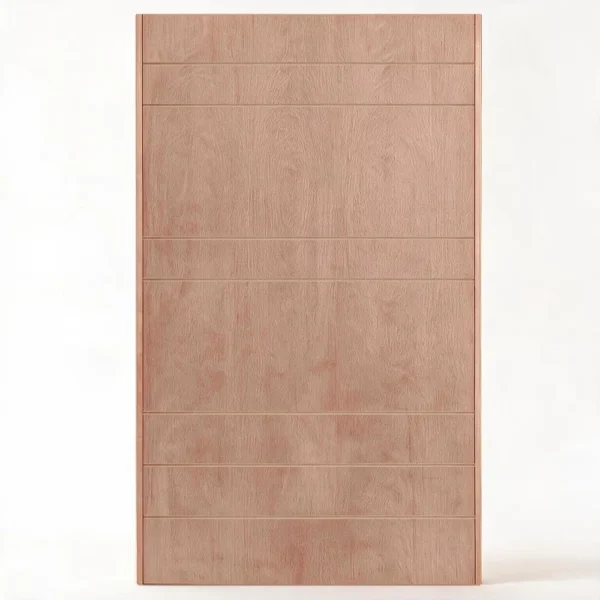 marine ply wooden pivot door with random grooves design