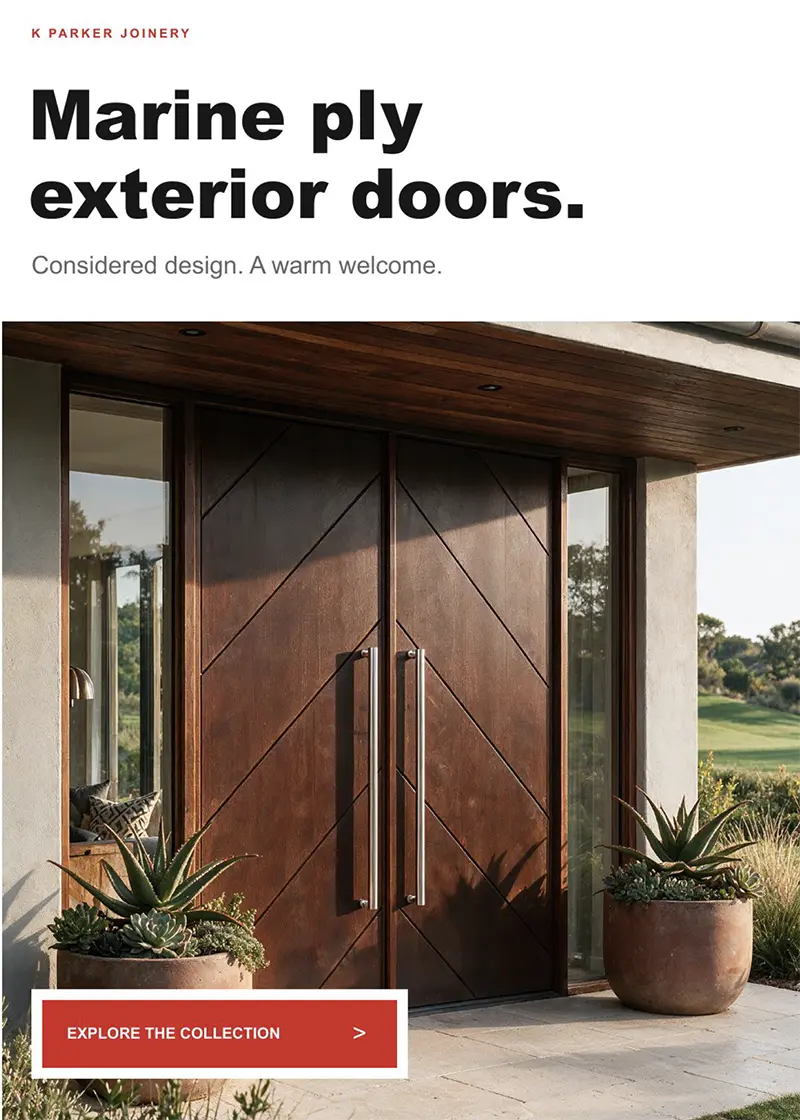 K Parker Joinery marine ply door brochure cover